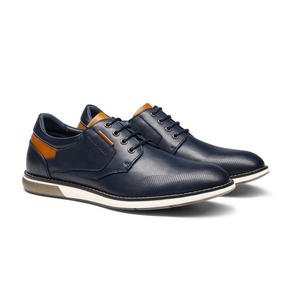 Men's Vegan Leather Casual Oxford Sneakers - BLUE - 3